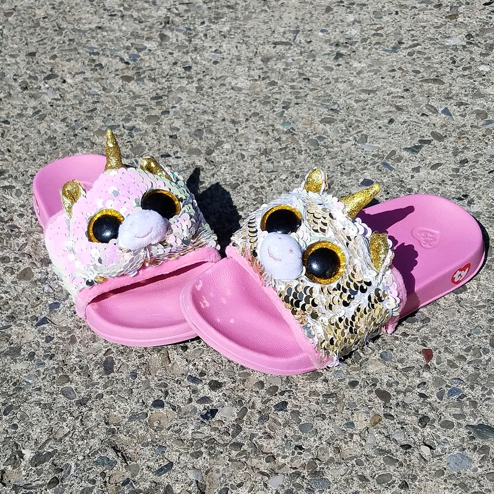 TY Beanie Boo Pink reversible sandals